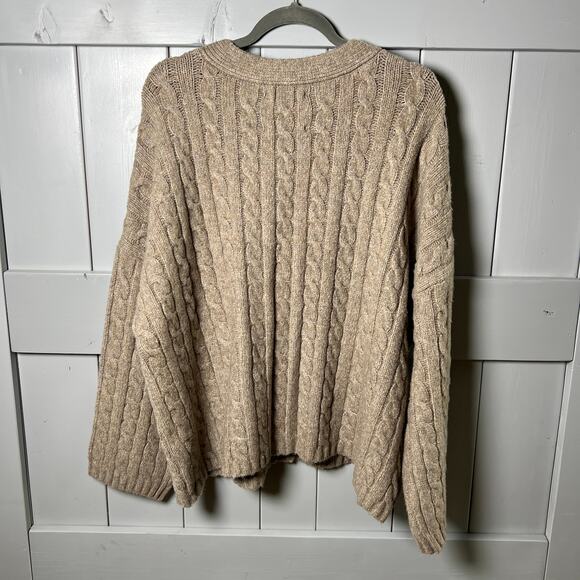 Abercrombie & Fitch Cable Knit Button Up Tan Cardigan Size XL NEW - Picture 6 of 7